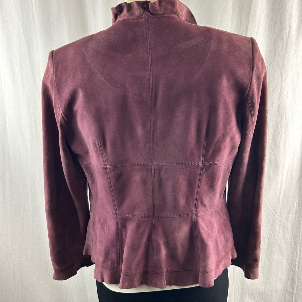 Anne Klein Plum Color Soft Suede Open Jacket 4 - Picture 2 of 11